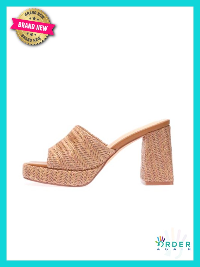 Woven Raffia Wedge Platform Sandals, Slip On Chunky Heel Mules, Beach Vacation